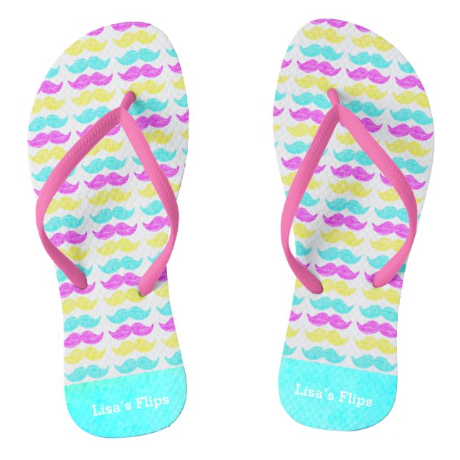 CMY Moustaches Flip Flops (Footbed)