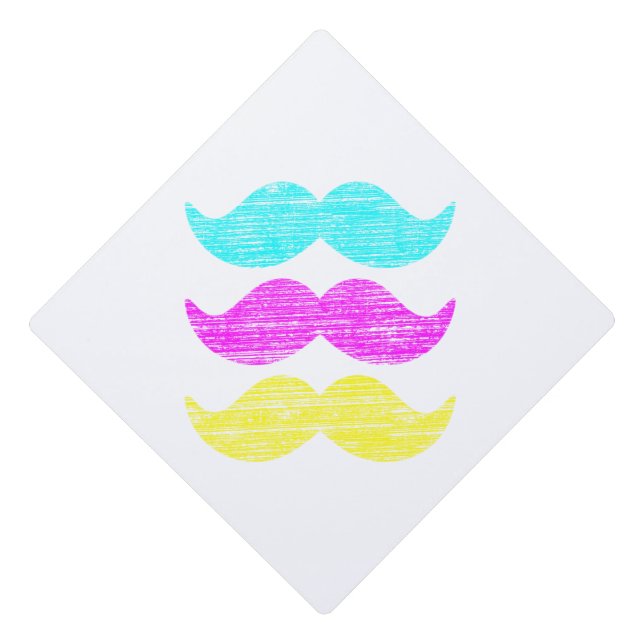 CMY Moustaches Graduation Cap Topper (Front)