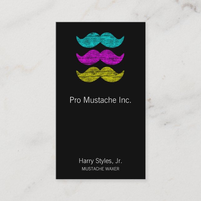 CMY Moustaches (letterpress style) Business Card (Front)