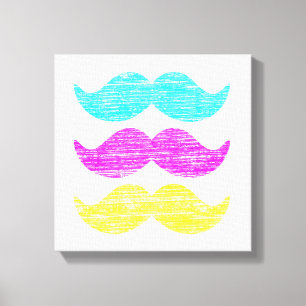 CMY Moustaches (letterpress style) Canvas Print