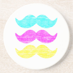 CMY Moustaches (letterpress style) Coaster