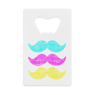 CMY Moustaches (letterpress style) Credit Card Bottle Opener