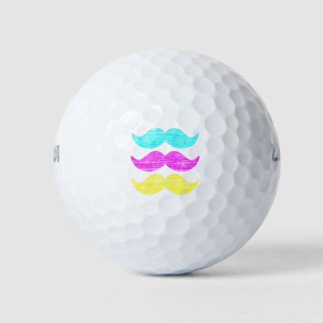 CMY Moustaches (letterpress style) Golf Balls (Front)