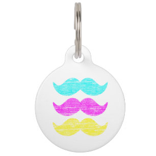 CMY Moustaches (letterpress style) Pet Tag