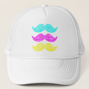 CMY Moustaches (letterpress style) Trucker Hat