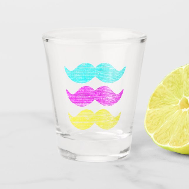 CMY Moustaches Shot Glass (Front)