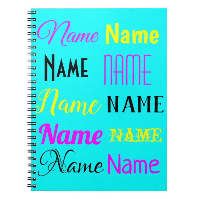 CMYK Cyan personalized name gift Notebook (Front)