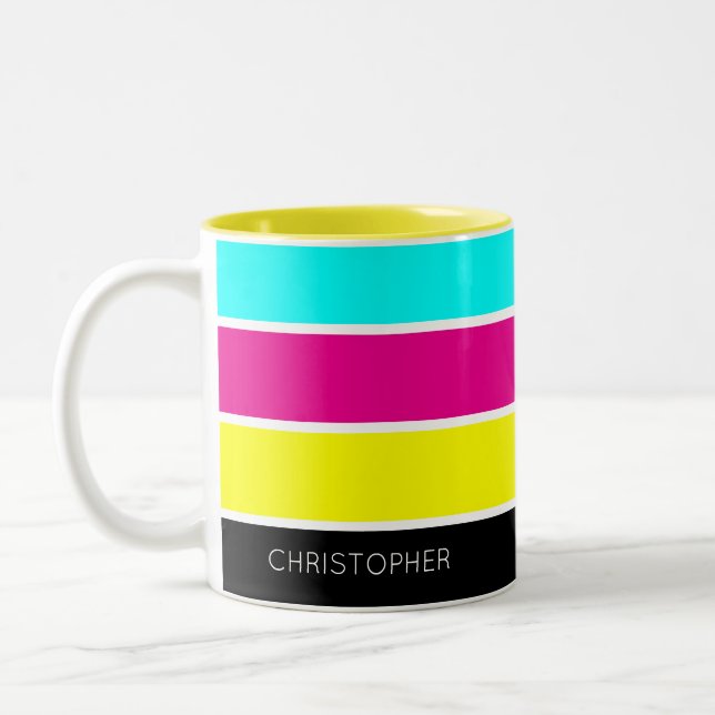 CMYK Graphic Designer Custom Two-Tone Coffee Mug (Left)