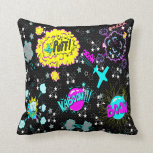 CMYK Hipster Comic Book Expressions Throw Pillow