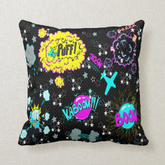 CMYK Hipster Comic Book Expressions Throw Pillow
