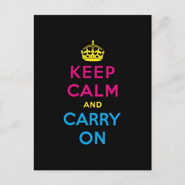 CMYK keep calm and carry on Postcard (Front)