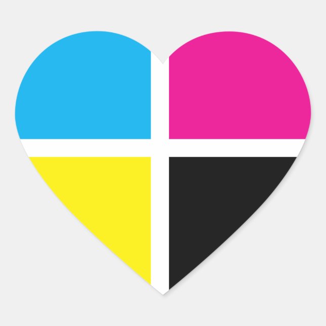 cmyk love heart sticker (Front)