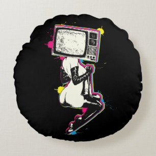 Cmyk pin-up round pillow