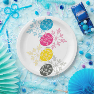 CMYK Snowflakes Paper Plate