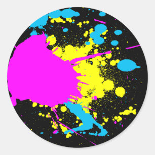 CMYK Splash Classic Round Sticker