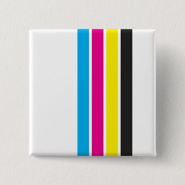 CMYK Stripes | 2 Inch Square Button (Front)