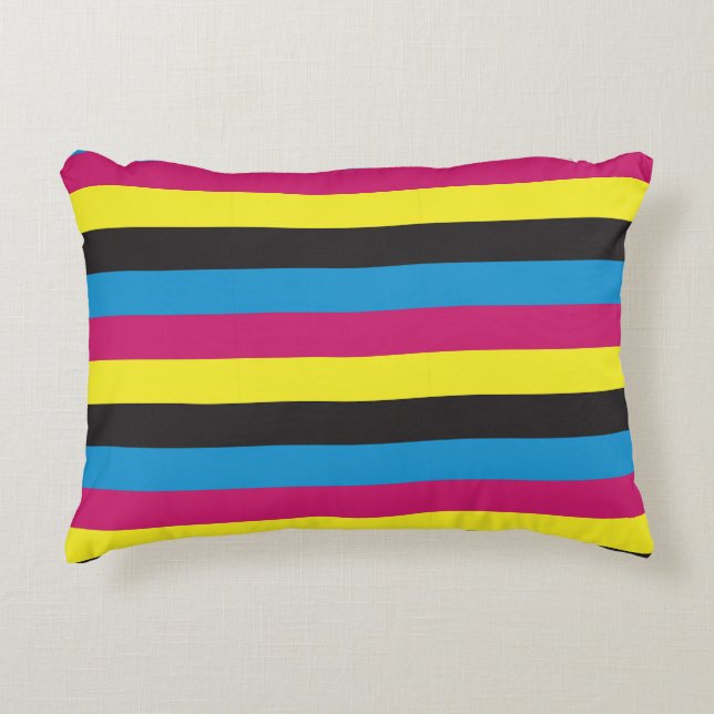 cmyk stripes background pattern graphic color cyan accent pillow (Front)
