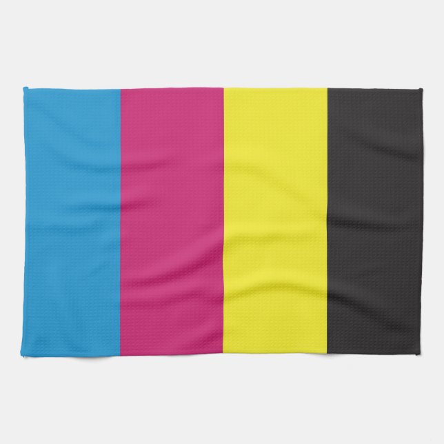 cmyk stripes background pattern graphic color cyan kitchen towel (Horizontal)