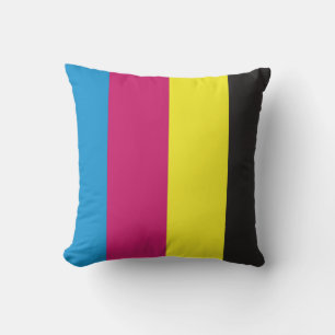 cmyk stripes background pattern graphic color cyan throw pillow