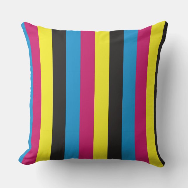 cmyk stripes background pattern graphic color cyan throw pillow (Front)