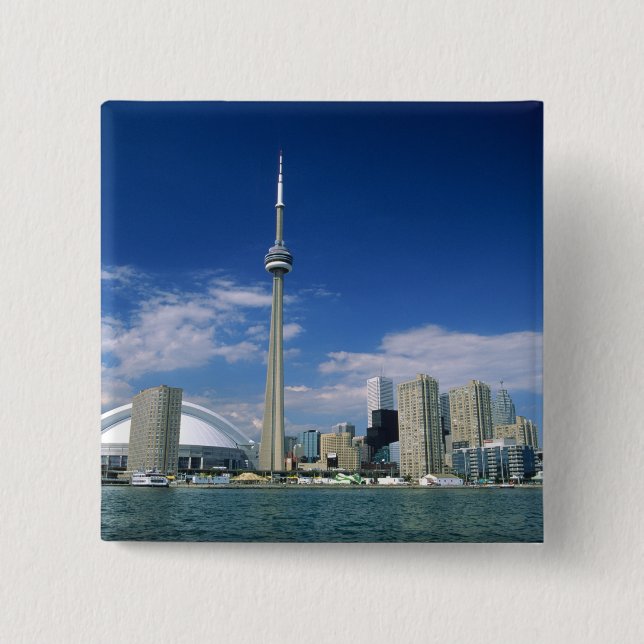 CN Tower and Skydome in Toronto, Ontario, 2 Inch Square Button (Front)