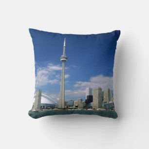 CN Tower and Skydome in Toronto, Ontario Throw Pillow