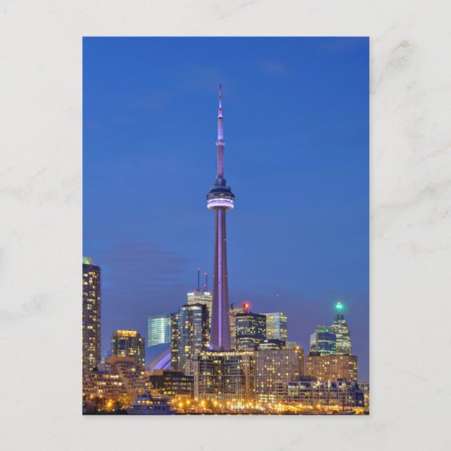 CN Tower Illuminated at Night in Toronto Canada Postcard (Front)