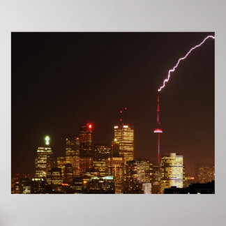 CN Tower in Toronto Lightning Strike Poster