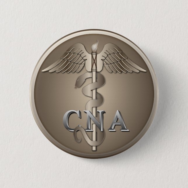 CNA Caduceus 2 Inch Round Button (Front)