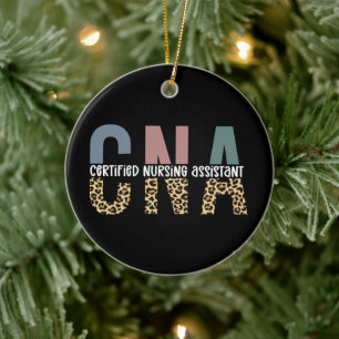 CNA Certified Nursing Assistant Cheetah Print Ceramic Ornament