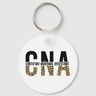 CNA Certified Nursing Assistant Cheetah Print Keychain