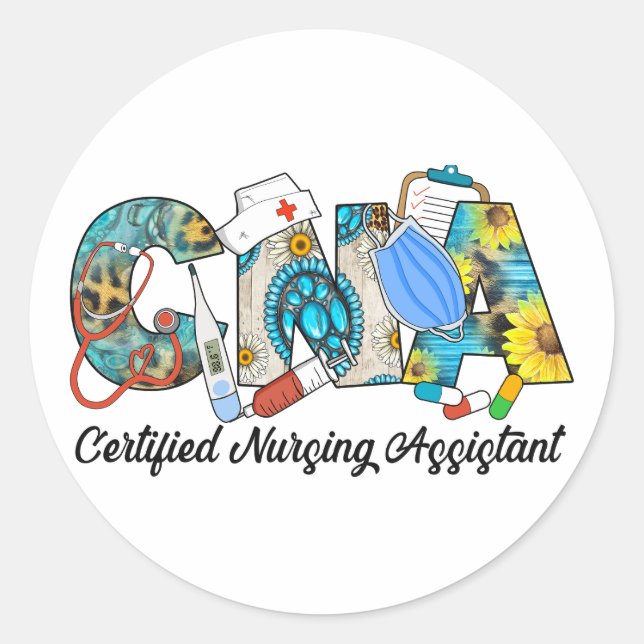 CNA Certified Nursing Assistant Classic Round Sticker (Front)