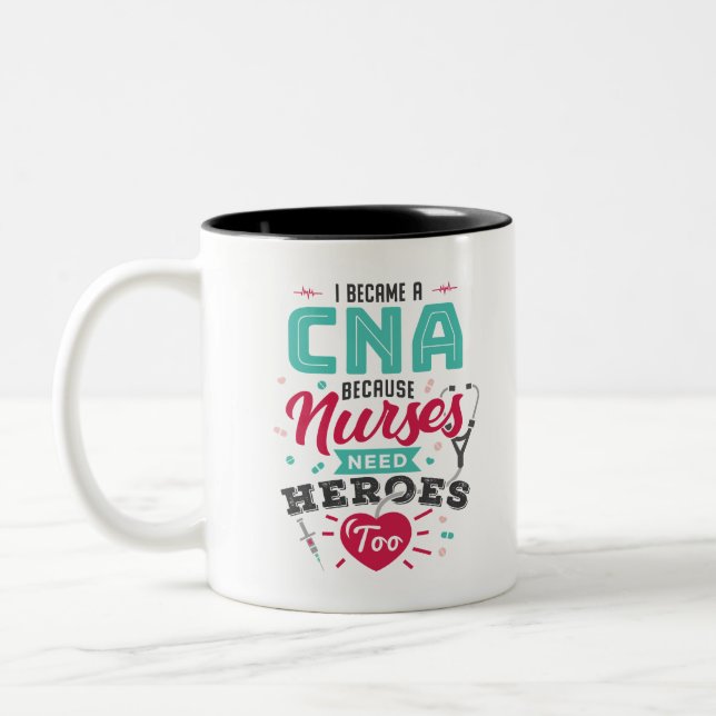 CNA Certified Nursing Assistant Heroes Two-Tone Coffee Mug (Left)