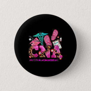 Cna Certified Nursing Istant Leopard Registered Nu 2 Inch Round Button