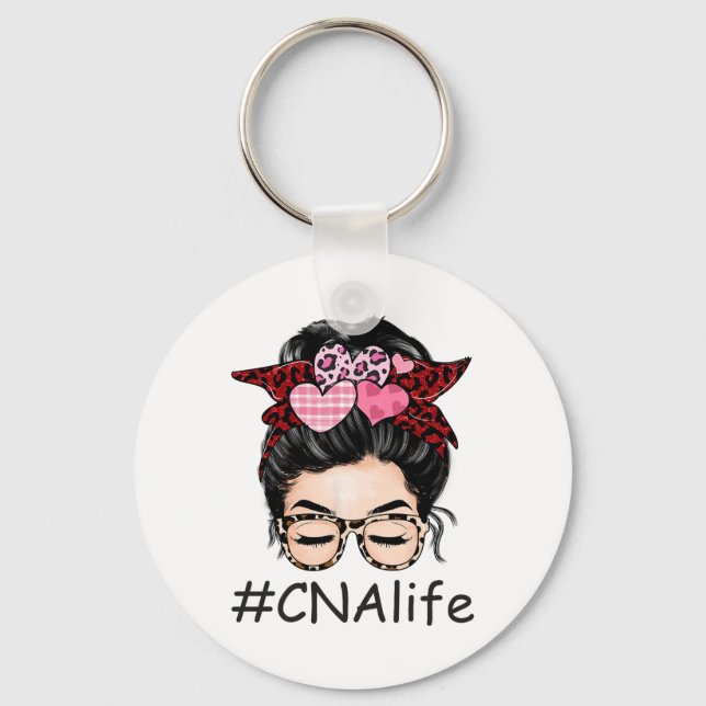 Cna Certified Nursing Istant Valentine Day Cute Me Keychain (Front)