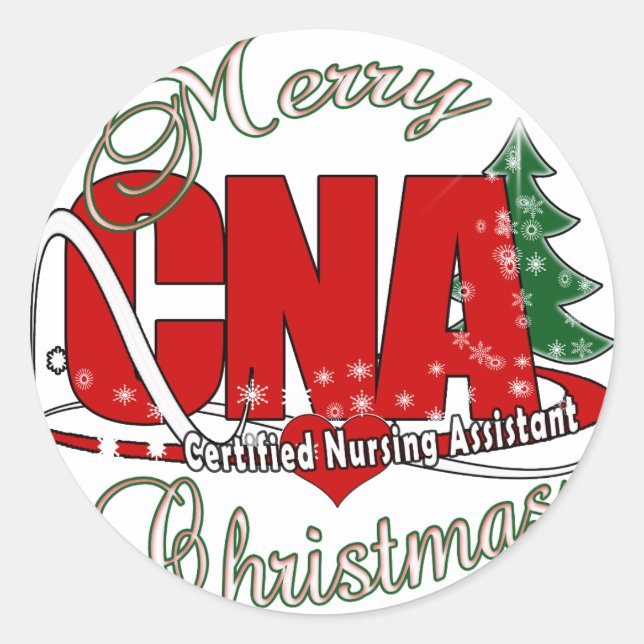 CNA CHRISTMAS Certified Nursing Assistant Classic Round Sticker (Front)