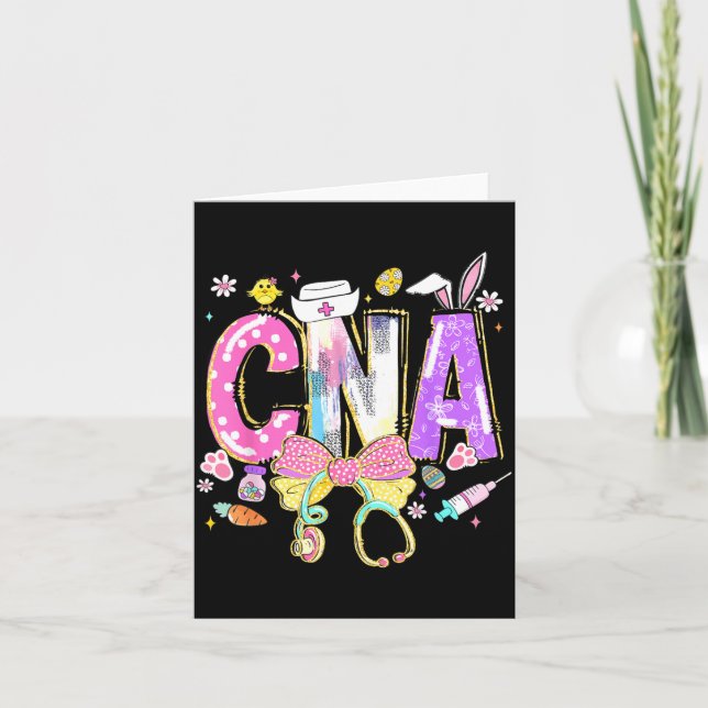 Cna Easter Day Cute Coquette Stethoscope Nursing Card (Front)