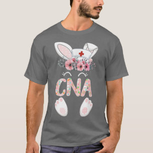 CNA Easter Nurse Floral Bunny  T-Shirt