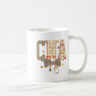 Cna Fall Plaid Leopard Bow Stethoscope  Coffee Mug