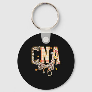 Cna Fall Plaid Leopard Bow Stethoscope  Keychain