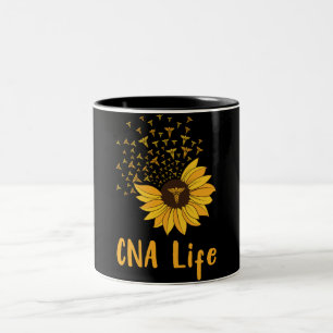 CNA Life Sunflower Proud CNA Cute Nurse Two-Tone Coffee Mug