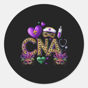 Cna Mardi Gras Certified Nursing Istant Mardil Gra Classic Round Sticker