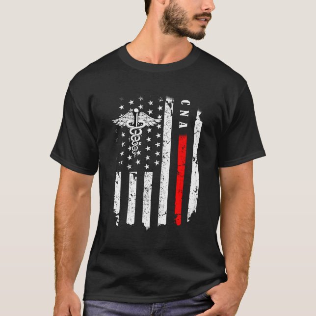 Cna Nurse American Flag Cna Costume Nurse Day Nurs T-Shirt (Front)