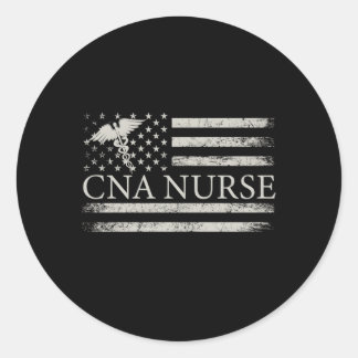 Cna Nurse American Flag Usa Nursing Health Care Wo Classic Round Sticker