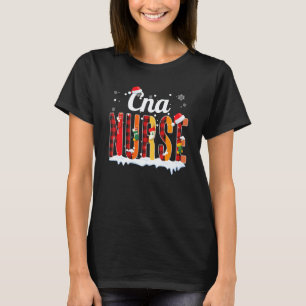 Cna Nurse Christmas Red Plaid Print Rn Nurse Xmas T-Shirt