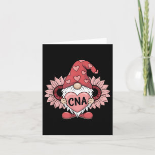 Cna Nurse Gnome Holding Heart Sunflower Valentines Card