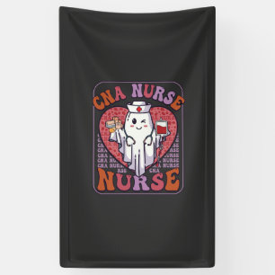 Cna Nurse Halloween Ghost Stethoscope Blood Bag Banner