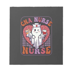 Cna Nurse Halloween Ghost Stethoscope Blood Bag Notepad