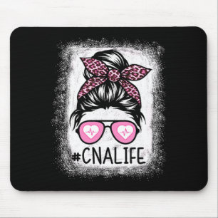 Cna Nurse Life Bleached Shirts Nk Leopard Messy Bu Mouse Pad