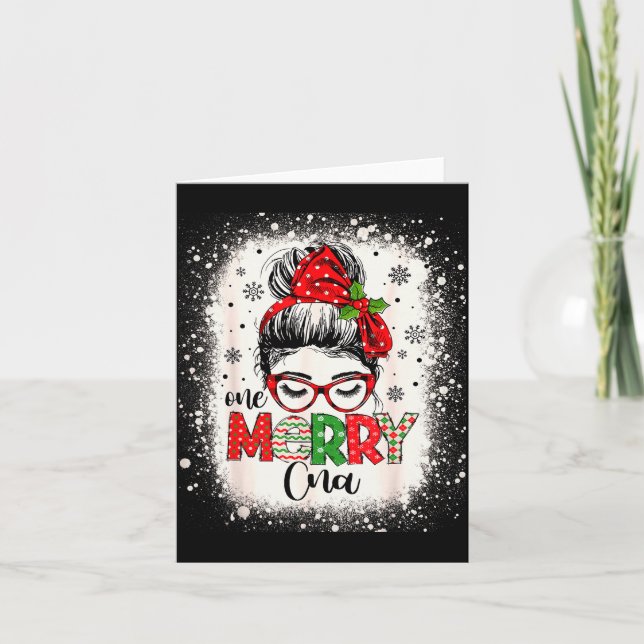 Cna Nurse Messy Bun Nurse's Aid Christmas  Card (Front)